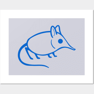 Elephant shrew minimalist design in blue ink Posters and Art